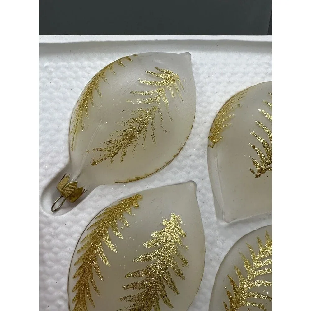 Vintage Navistar Shatterproof Christmas Ornaments‎ Hand Painted 4 Pk Teardrop